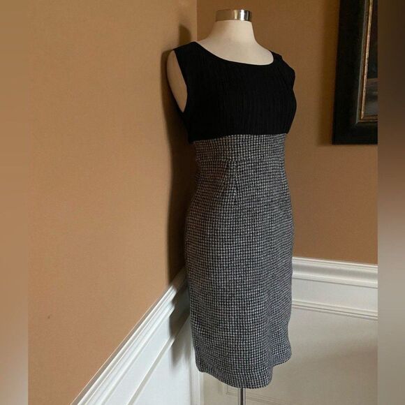 Anthropologie Sparrow Vapor Rise Black Houndstooth Wool Sheath Dress M NWT - Picture 3 of 11